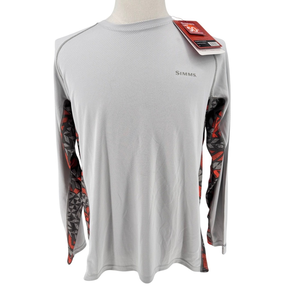 Simms Solarflex UPF 50+ Long Sleeve Sun Pro Fishing Shirt Tribal Wave Sz M NWT